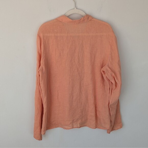 Sigrid Olsen 100% Linen Peach Lagenlook Button-Up Shirt - Picture 2 of 5